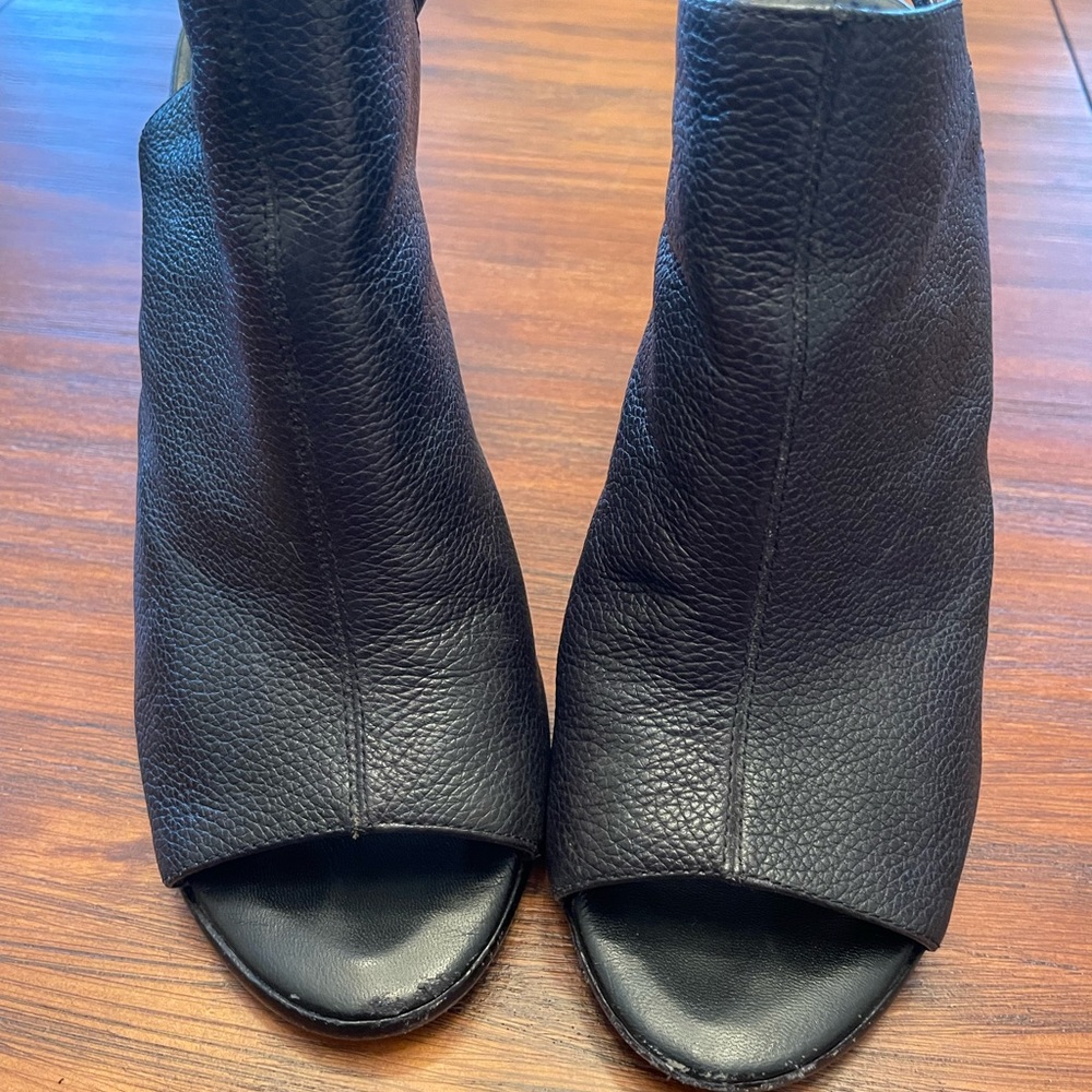 Joie black pebbled leather sling back block sandals